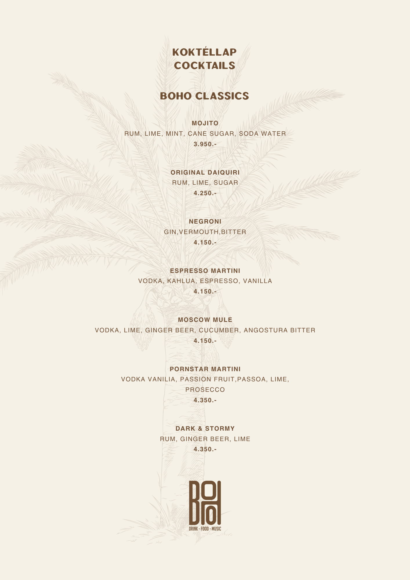 BOHO Budapest koktél lap – BOHO Classics cocktail