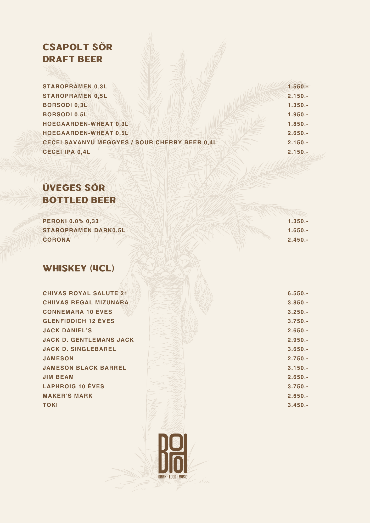 BOHO Budapest koktél lap – BOHO Gin & Tonic