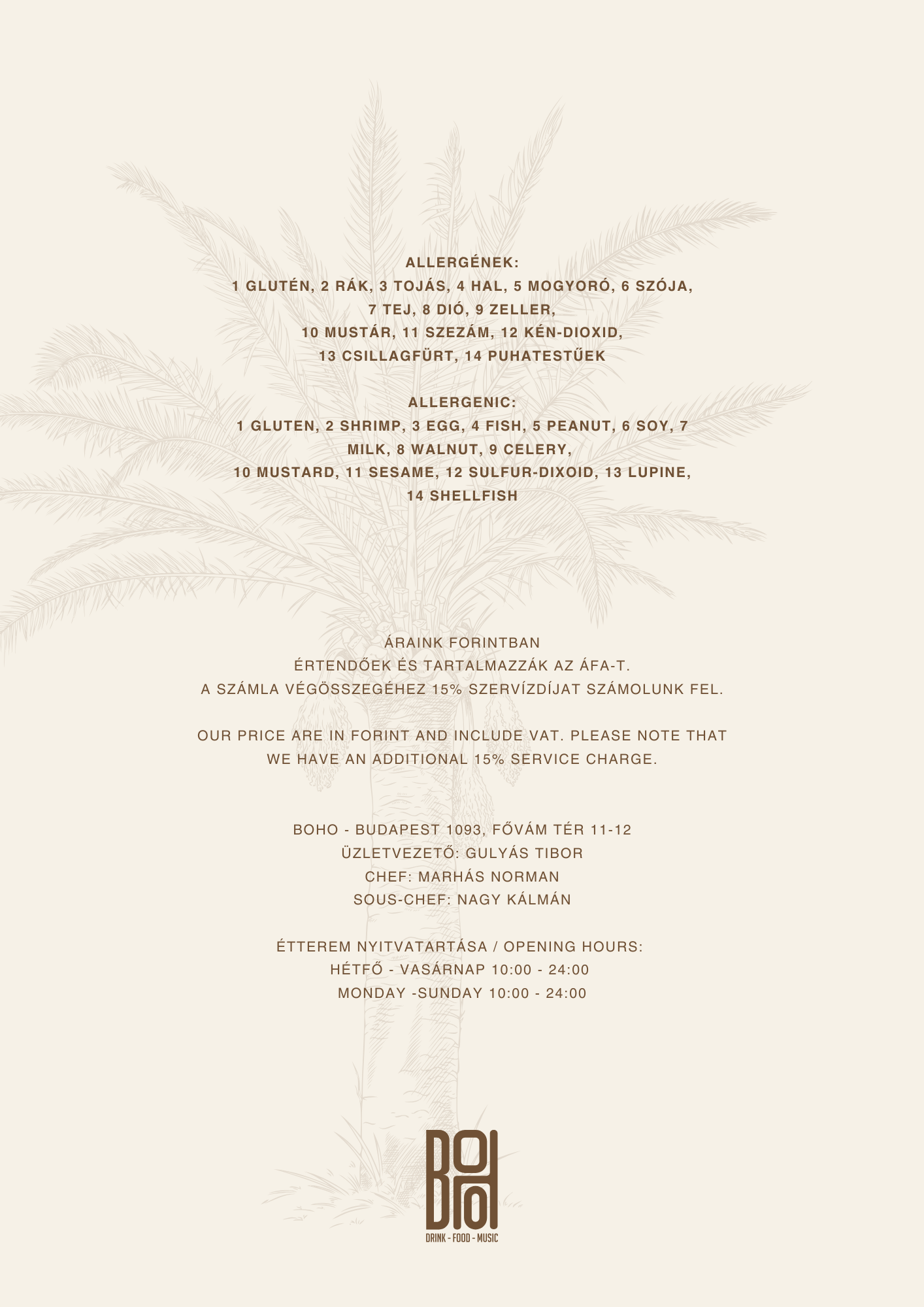 BOHO Budapest koktél lap – BOHO Classics cocktail