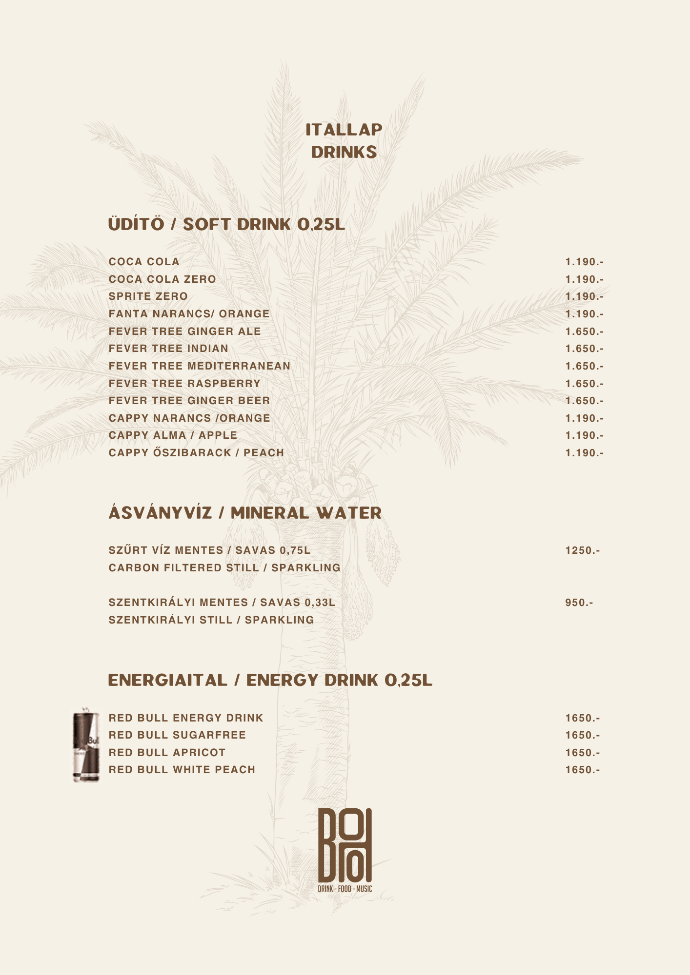 BOHO Budapest bottle service – Vodka, whiskey, likőr, rum, gin, tequila