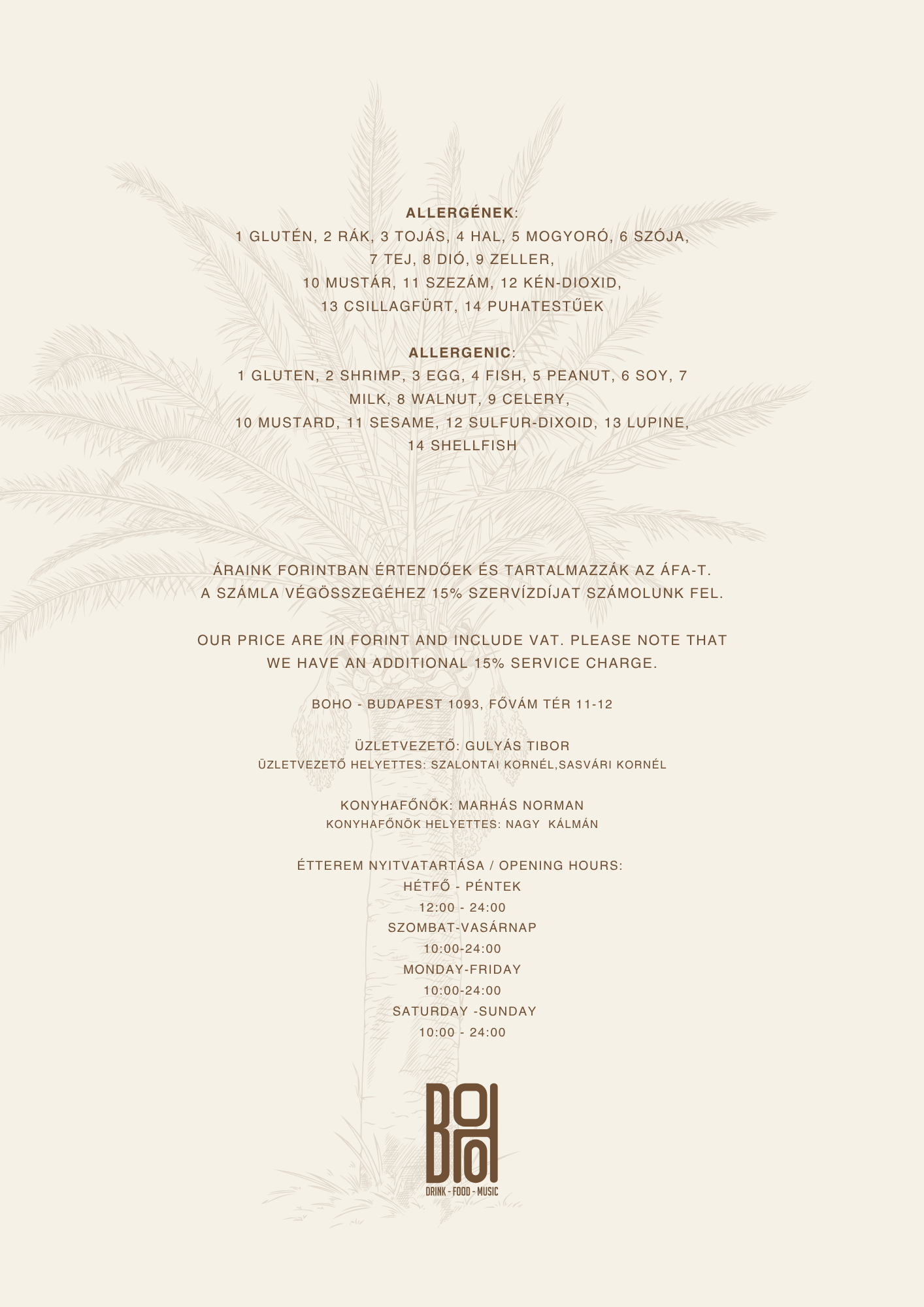 BOHO Budapest koktél lap – BOHO Classics cocktail